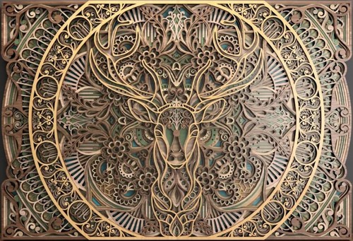 Stag wall art wooden deer - wall,