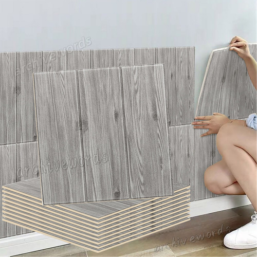 Wood tile brick wall - 3d,